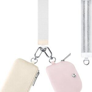 Mini Zip Around Dual Pouch Wristlet With 2 Straps Wristlet Keychain Wallet for W
